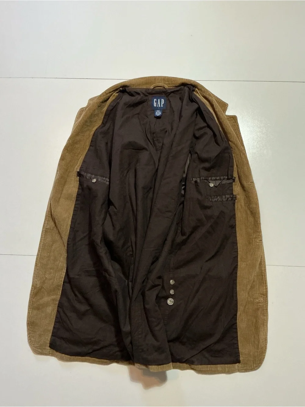 Vintage 2001 Gap Corduroy Khaki Tan Three Button Sportscoat Blazer Jacket
